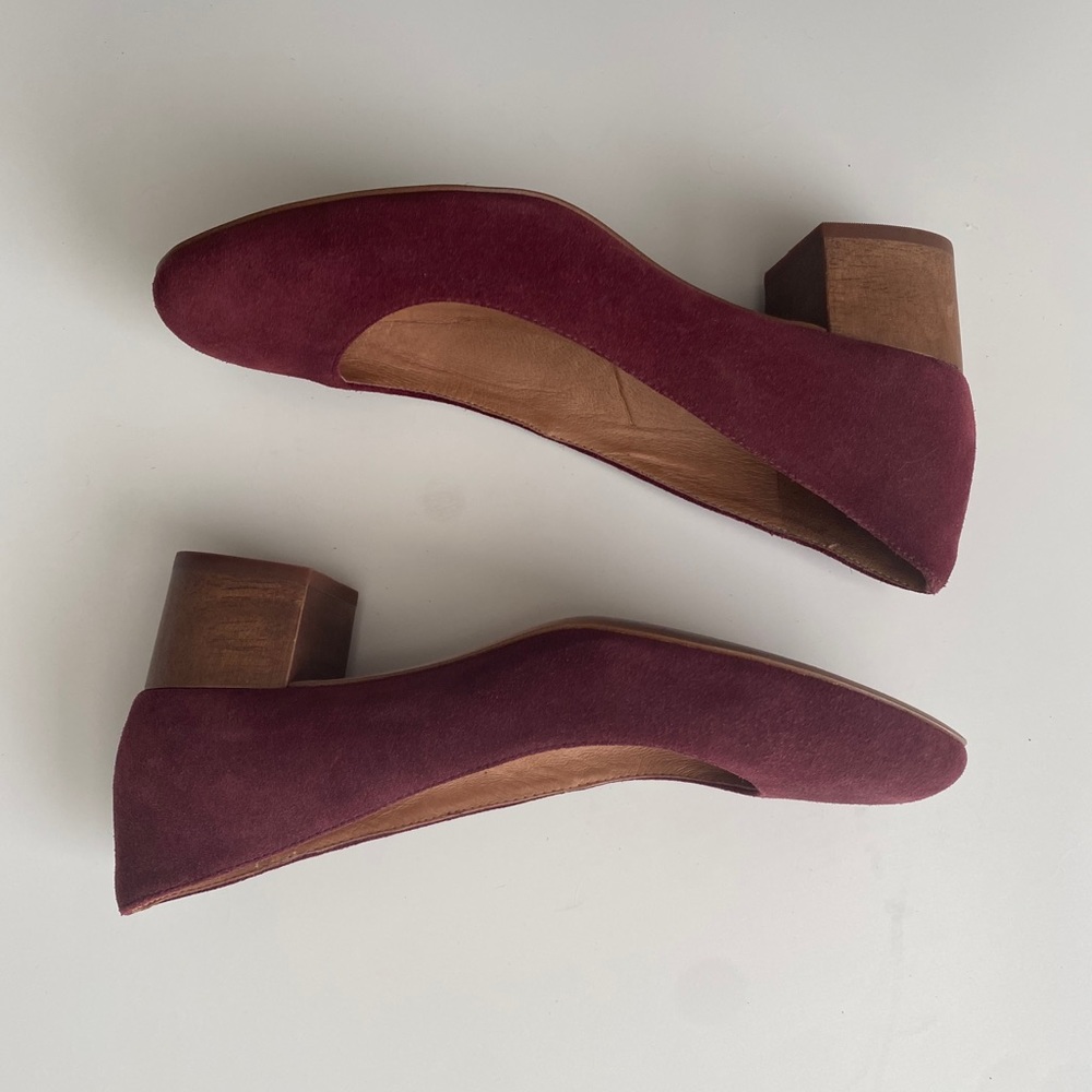 Madewell Red Ella Suede Dark Merlot Maroon Heels